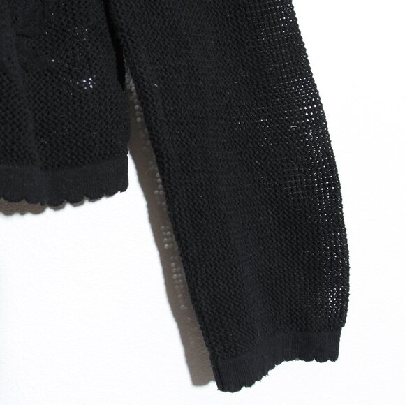 By Anthropologie Sheer Lace Bias-Cut Cardigan Sweater Asymmetrical Floral Black - Picture 6 of 16